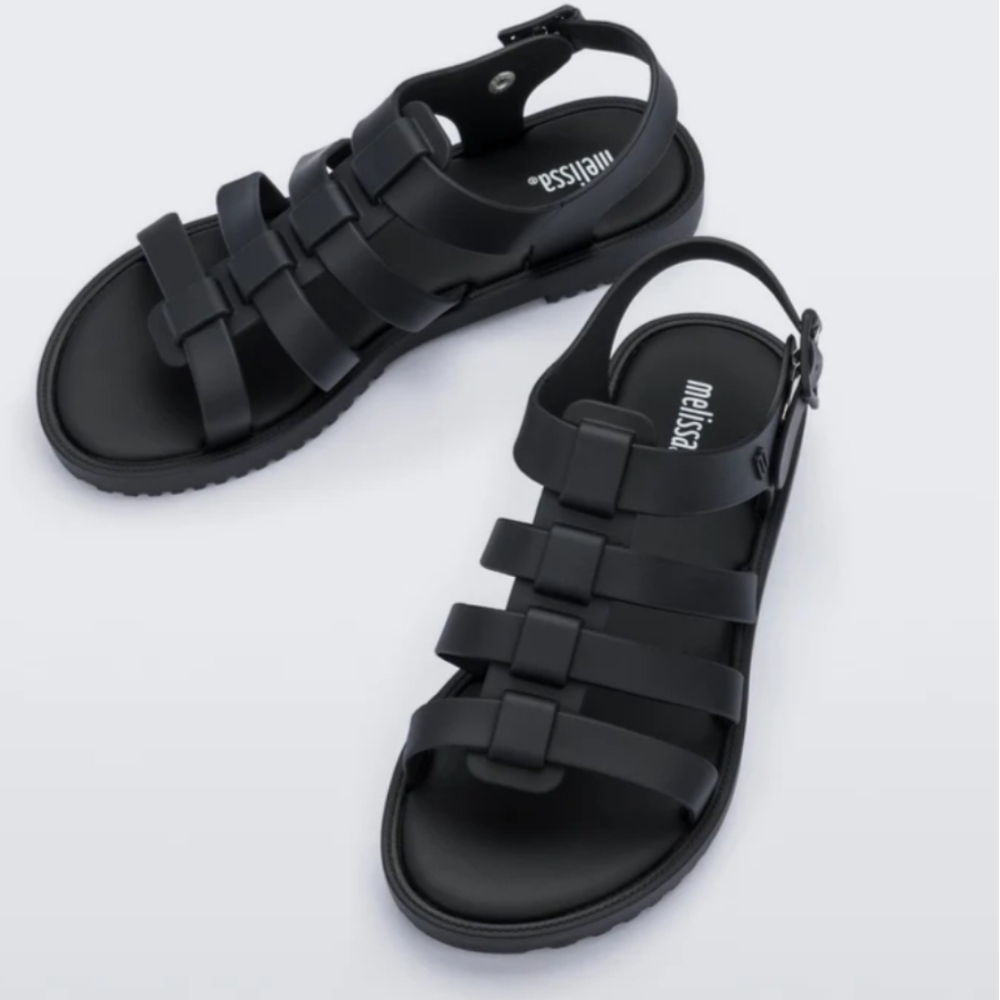 NWOT Melissa Black Flax Jelly Gladiator Sandals Size: 13